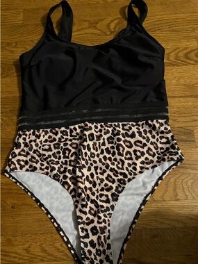 Kids Black & Leopard One-Piece Swimsuit